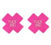 Love In Leather Fuck Me Satin Cross Nipple Pasties - Pink - Breast and Nipple Toys